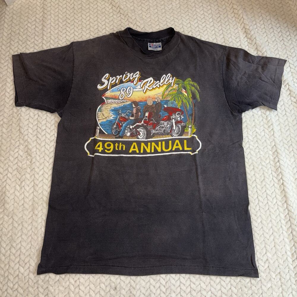 VINTAGE HARLEY DAVIDSON SPRING RALLY '89 49TH ANNUAL Size Large 42-44 Charcoal